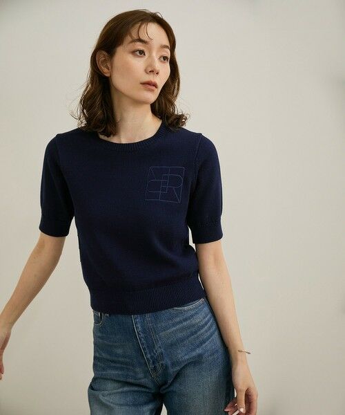 ROPE' / ロペ ニット・セーター | 【洗える】クルーネックミドルゲージ5分袖ニット【オーガニックコットン】/セットイン対応 | 詳細12