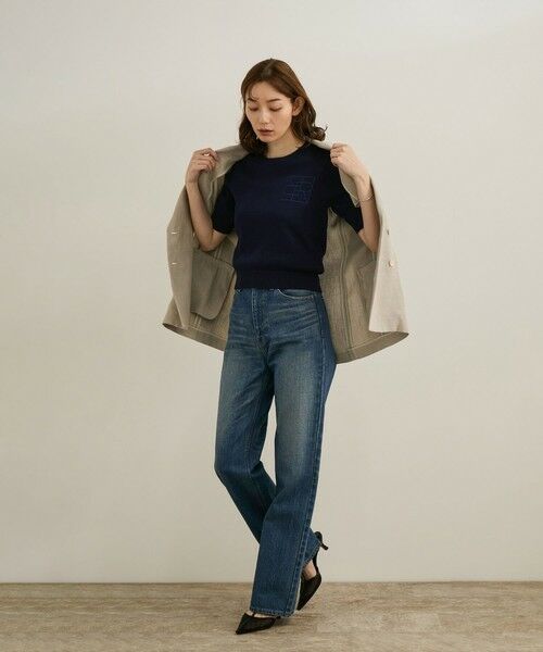 ROPE' / ロペ ニット・セーター | 【洗える】クルーネックミドルゲージ5分袖ニット【オーガニックコットン】/セットイン対応 | 詳細13