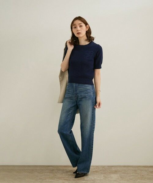 ROPE' / ロペ ニット・セーター | 【洗える】クルーネックミドルゲージ5分袖ニット【オーガニックコットン】/セットイン対応 | 詳細15