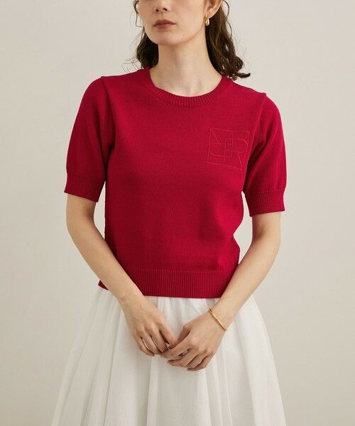 ROPE' / ロペ ニット・セーター | 【洗える】クルーネックミドルゲージ5分袖ニット【オーガニックコットン】/セットイン対応 | 詳細16