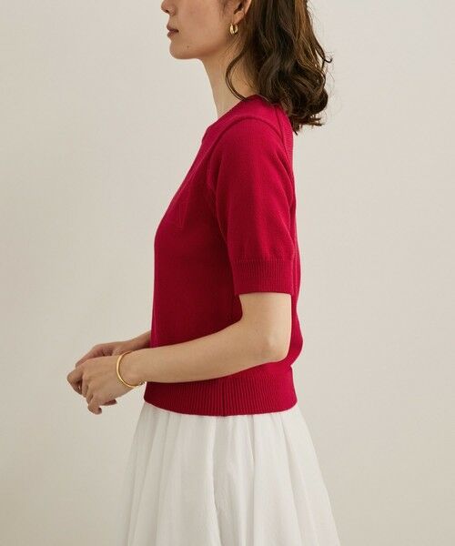 ROPE' / ロペ ニット・セーター | 【洗える】クルーネックミドルゲージ5分袖ニット【オーガニックコットン】/セットイン対応 | 詳細17