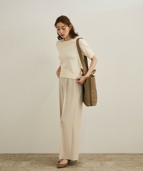 ROPE' / ロペ ニット・セーター | 【洗える】クルーネックミドルゲージ5分袖ニット【オーガニックコットン】/セットイン対応 | 詳細2