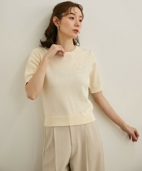 ROPE' / ロペ ニット・セーター | 【洗える】クルーネックミドルゲージ5分袖ニット【オーガニックコットン】/セットイン対応 | 詳細3