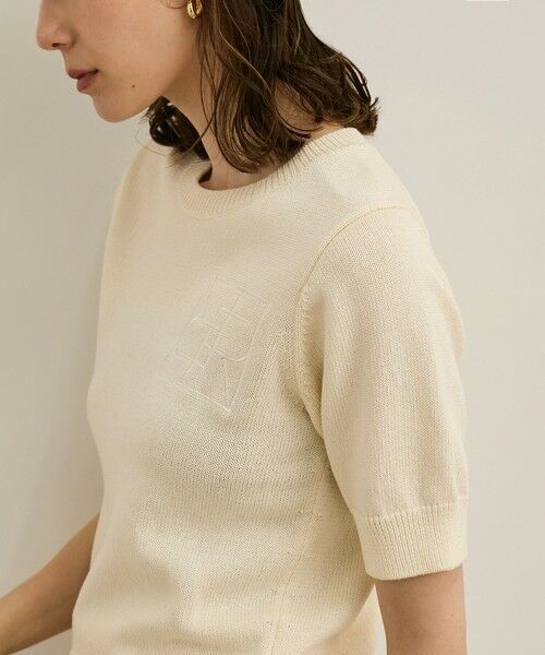 ROPE' / ロペ ニット・セーター | 【洗える】クルーネックミドルゲージ5分袖ニット【オーガニックコットン】/セットイン対応 | 詳細4