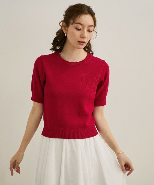 ROPE' / ロペ ニット・セーター | 【洗える】クルーネックミドルゲージ5分袖ニット【オーガニックコットン】/セットイン対応 | 詳細9