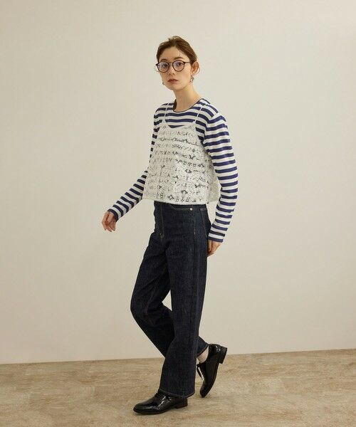 ROPE' / ロペ Tシャツ | 【洗える】ウォッシャブルシルク 総針ボーダープルオーバー | 詳細1