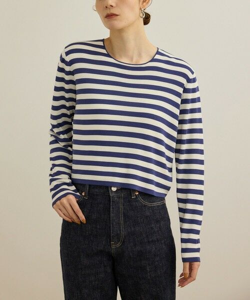 ROPE' / ロペ Tシャツ | 【洗える】ウォッシャブルシルク 総針ボーダープルオーバー | 詳細11