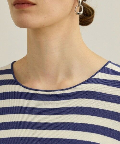 ROPE' / ロペ Tシャツ | 【洗える】ウォッシャブルシルク 総針ボーダープルオーバー | 詳細15