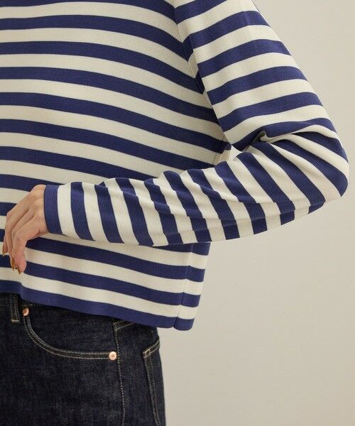ROPE' / ロペ Tシャツ | 【洗える】ウォッシャブルシルク 総針ボーダープルオーバー | 詳細16