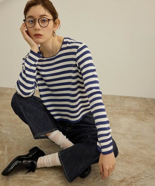 ROPE' / ロペ Tシャツ | 【洗える】ウォッシャブルシルク 総針ボーダープルオーバー | 詳細4