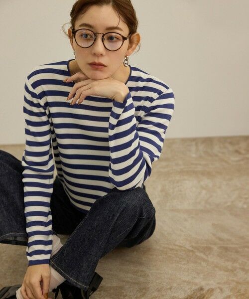 ROPE' / ロペ Tシャツ | 【洗える】ウォッシャブルシルク 総針ボーダープルオーバー | 詳細5