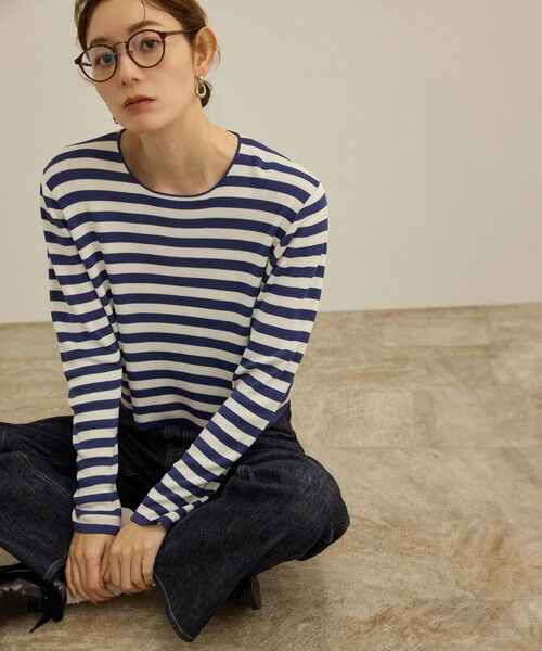 ROPE' / ロペ Tシャツ | 【洗える】ウォッシャブルシルク 総針ボーダープルオーバー | 詳細6