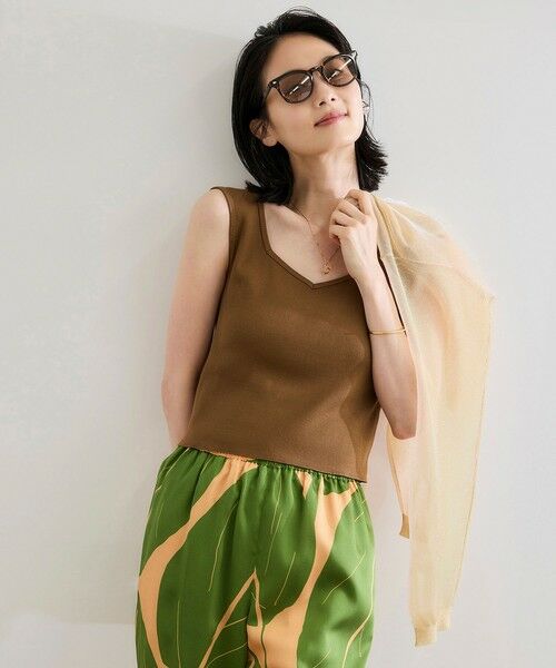 ROPE'/ロペ テレコスリーブレスニットプルオーバー/洗える ブラウン系(22) F ROPE'/ロペ テレコスリーブレスニットプルオーバー/洗える ブラウン系(22) F