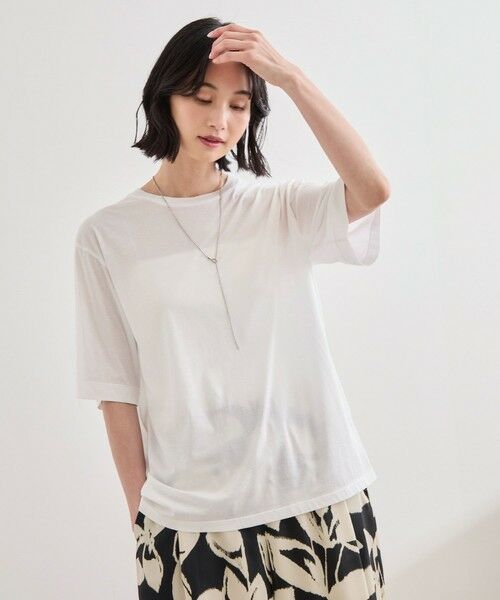 ROPE' / ロペ Tシャツ | 【洗える】グレイス天竺 5分袖Tシャツ | 詳細2
