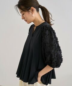 ROPE' / ロペ シャツ・ブラウス | ジャガードスリーブコンビブラウス/イージーケア