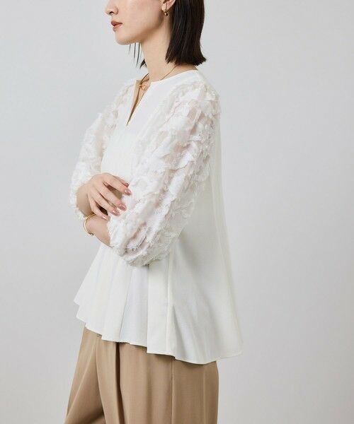 ROPE' / ロペ シャツ・ブラウス | ジャガードスリーブコンビブラウス/イージーケア | 詳細3