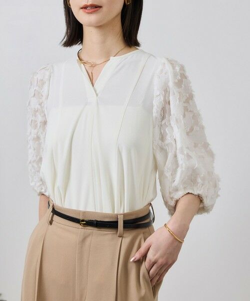 ROPE' / ロペ シャツ・ブラウス | ジャガードスリーブコンビブラウス/イージーケア | 詳細8