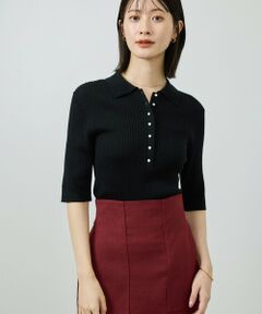 ROPE' / ロペ ニット・セーター | パール釦ポロニット/イージーケア