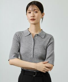 ROPE' / ロペ ニット・セーター | パール釦ポロニット/イージーケア