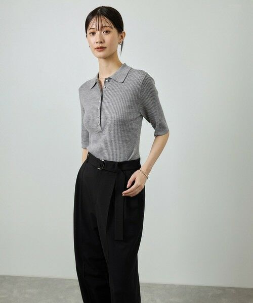 ROPE' / ロペ ニット・セーター | パール釦ポロニット/イージーケア | 詳細1