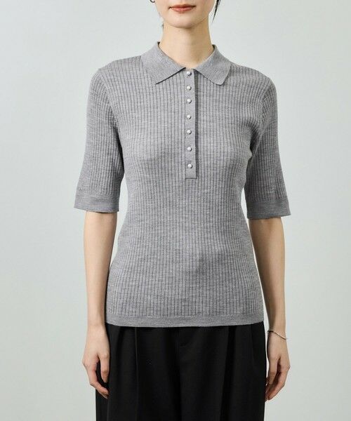 ROPE' / ロペ ニット・セーター | パール釦ポロニット/イージーケア | 詳細10