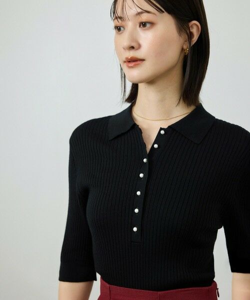 ROPE' / ロペ ニット・セーター | パール釦ポロニット/イージーケア | 詳細7