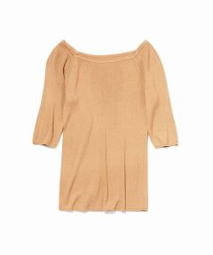 ROPE' / ロペ Tシャツ | 【洗える】シルク100％ 5分袖リブトップス/スキンニット