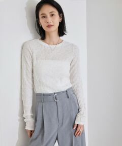 【WEB・一部店舗限定】ストレッチシアー＆レースカットソー/洗える