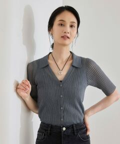 ROPE' / ロペ ニット・セーター | 【洗える】【WEB・一部店舗限定】シアーリブＶネックポロニット
