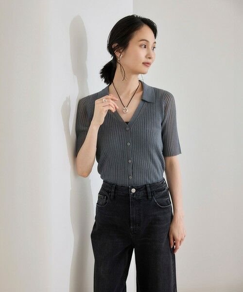 ROPE' / ロペ ニット・セーター | 【洗える】【WEB・一部店舗限定】シアーリブＶネックポロニット | 詳細17