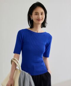 ROPE' / ロペ ニット・セーター | 【洗える】【WEB・一部店舗限定】前後2WAYボートネックリブ5分袖ニット