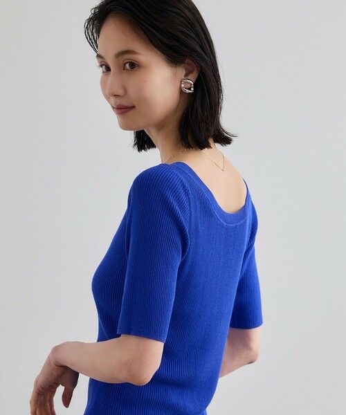 ROPE' / ロペ ニット・セーター | 【洗える】【WEB・一部店舗限定】前後2WAYボートネックリブ5分袖ニット | 詳細1