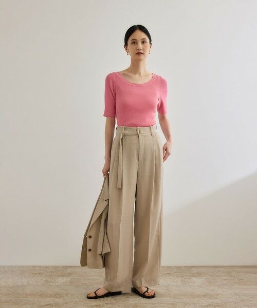 ROPE' / ロペ ニット・セーター | 【洗える】【WEB・一部店舗限定】前後2WAYボートネックリブ5分袖ニット | 詳細4