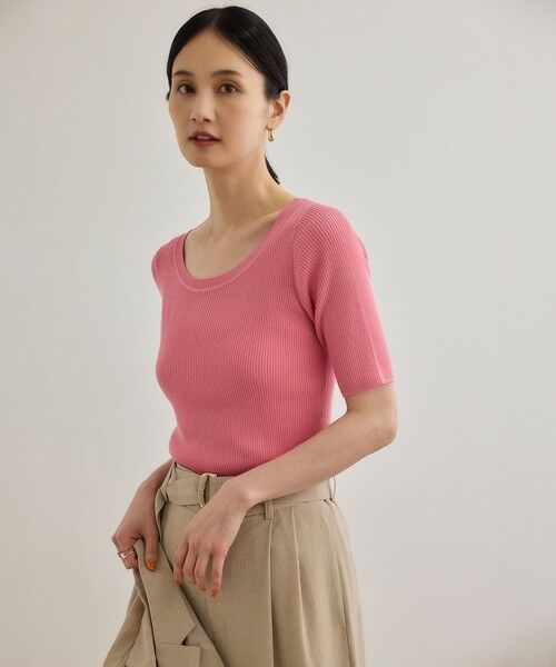 ROPE' / ロペ ニット・セーター | 【洗える】【WEB・一部店舗限定】前後2WAYボートネックリブ5分袖ニット | 詳細9