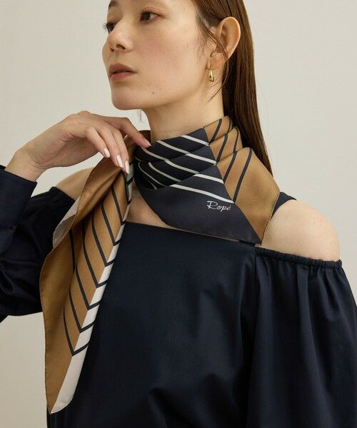 ROPE' / ロペ バンダナ・スカーフ | ストライプパターンシルクスカーフ | 詳細3