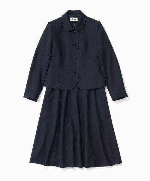 ROPE'/ロペ 【J'aDoRe・店舗限定】【理英会監修】ウールクレープステンカラージャケット&フレアワンピース 2点セット ネイビー(40) 36 ROPE'/ロペ 【J'aDoRe・店舗限定】【理英会監修】ウールクレープステンカラージャケット&フレアワンピース 2点セット ネイビー(40) 36