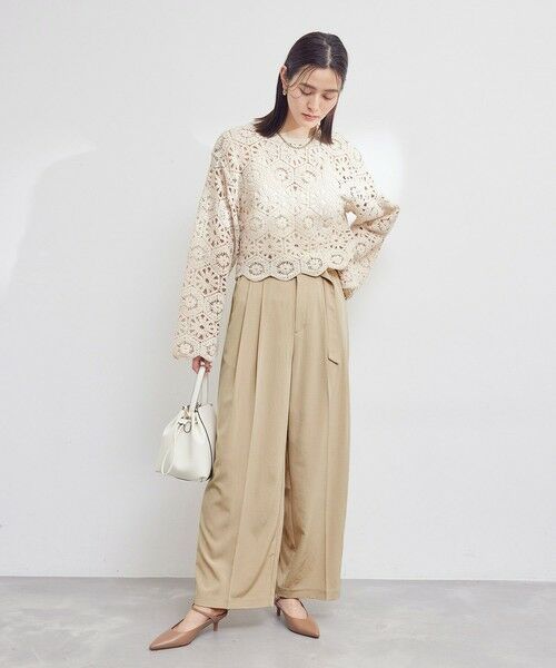 ROPE' / ロペ その他パンツ | とろみシルクライク タックワイドベルテッドパンツ/セット対応 | 詳細17