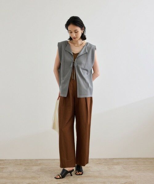 ROPE' / ロペ その他パンツ | 【洗える】ビスコースリネン スラブスリータックパンツ/一部セットアップ可能 | 詳細2