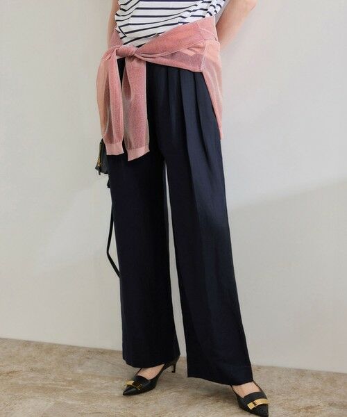 ROPE'/ロペ 【洗える】ビスコースリネン スラブスリータックパンツ/一部セットアップ可能 ネイビー(40) 38 ROPE'/ロペ 【洗える】ビスコースリネン スラブスリータックパンツ/一部セットアップ可能 ネイビー(40) 38