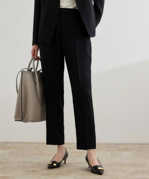 ROPE' / ロペ その他パンツ | トリアセバックサテン テーパードパンツ【オフィス/通勤/セットアップ対応】/洗える（ブラック(01)）
