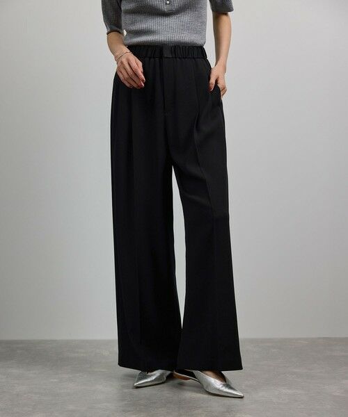 ROPE'/ロペ 【洗える・カセット服・新色追加】バックサテンイージーワイドパンツ/お仕事・通勤・セットアップ対応 ブラック(01) 36 ROPE'/ロペ 【洗える・カセット服・新色追加】バックサテンイージーワイドパンツ/お仕事・通勤・セットアップ対応 ブラック(01) 36