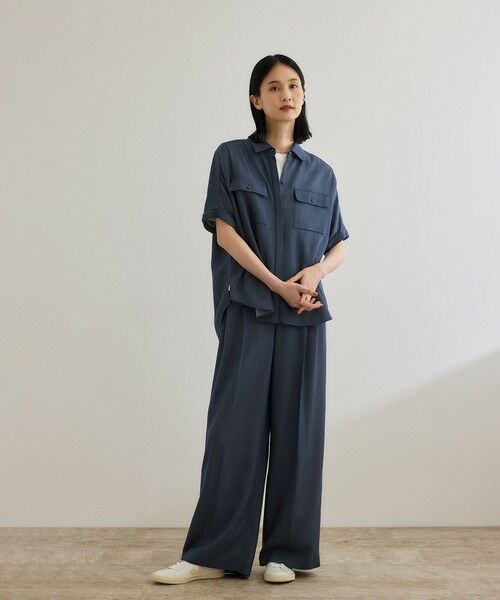 ROPE' / ロペ その他パンツ | 【洗える・カセット服・新色追加】バックサテンイージーワイドパンツ/お仕事・通勤・セットアップ対応 | 詳細13