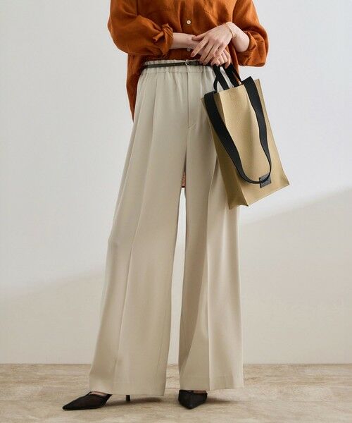ROPE' / ロペ その他パンツ | 【洗える・カセット服・新色追加】バックサテンイージーワイドパンツ/お仕事・通勤・セットアップ対応（ベージュ(27)）