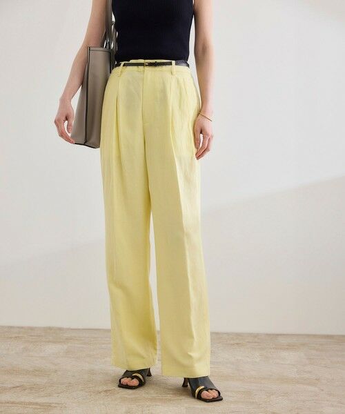 ROPE'/ロペ レーヨンリネン センタープレスパンツ【セットアップジャケット・ワンピース対応】 イエロー(80) 36 ROPE'/ロペ レーヨンリネン センタープレスパンツ【セットアップジャケット・ワンピース対応】 イエロー(80) 36