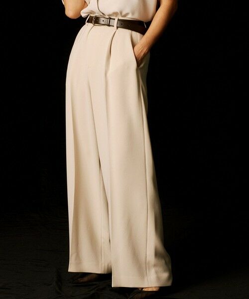 ROPE'/ロペ 【洗える】ダブルクロスワイドパンツ(美人パンツ) ベージュ(27) 38 ROPE'/ロペ 【洗える】ダブルクロスワイドパンツ(美人パンツ) ベージュ(27) 38
