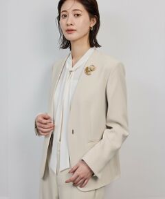 ROPE' / ロペ ノーカラージャケット | トリアセダブルクロスＶネックジャケット/イージーケア