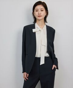 ROPE' / ロペ ノーカラージャケット | トリアセダブルクロスＶネックジャケット/イージーケア