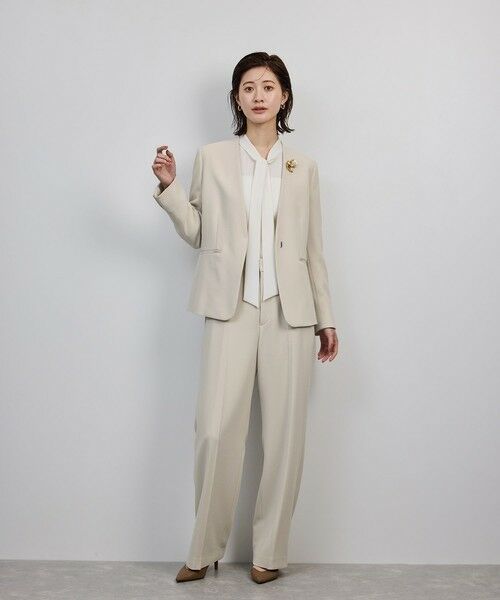 ROPE' / ロペ ノーカラージャケット | トリアセダブルクロスＶネックジャケット/イージーケア | 詳細23