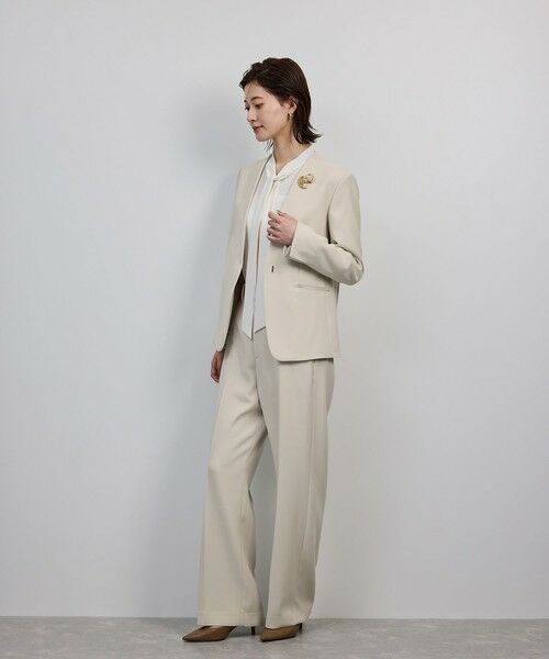 ROPE' / ロペ ノーカラージャケット | トリアセダブルクロスＶネックジャケット/イージーケア | 詳細24