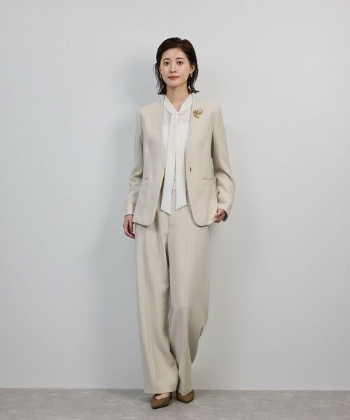 ROPE' / ロペ ノーカラージャケット | トリアセダブルクロスＶネックジャケット/イージーケア | 詳細6